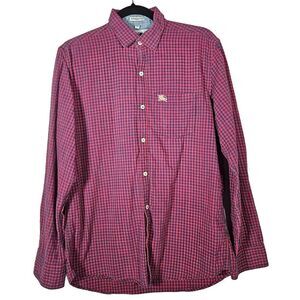 BURBERRY London 44‎ Slim Fit Red Black Check Collar Button-Up Long Sleeve Shirt